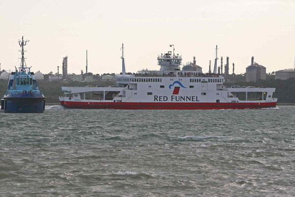 Red Funnel Ferry and Tug